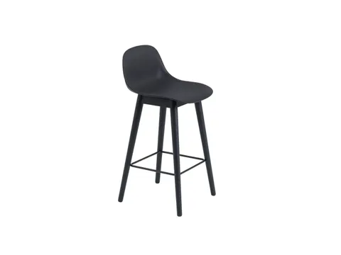 Fiber Stool Wood Base - Backrest - hocker
