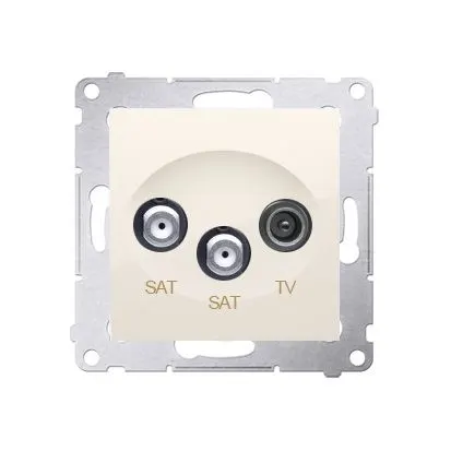 SIMON54 Gniazdo antenowe satelitarne podwójne SAT-SAT-RTV (moduł); kremowy