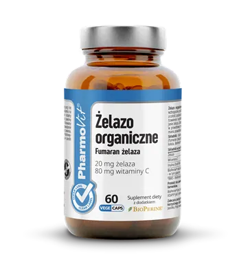 Żelazo organiczne 20 mg 60 kaps Vege | Clean Label Pharmovit
