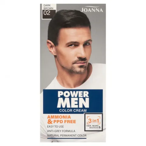 JOANNA POWER MEN Farba do włosów, brody i wąsów 02 CIEMNY BRĄZ