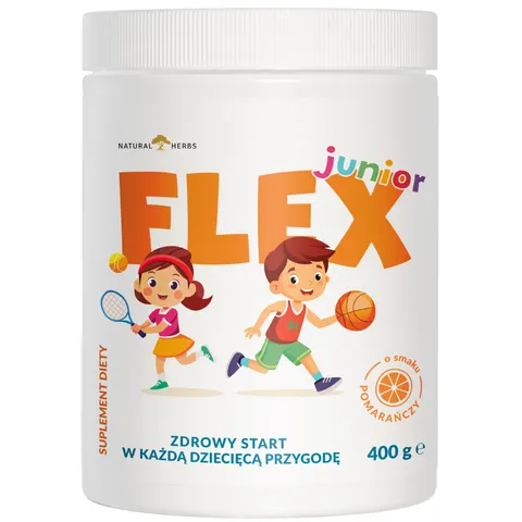 Naturalny KOLAGEN FLEX JUNIOR Sport Pomarańczowy Witaminy Kości Stawy Mięśnie 400 g
