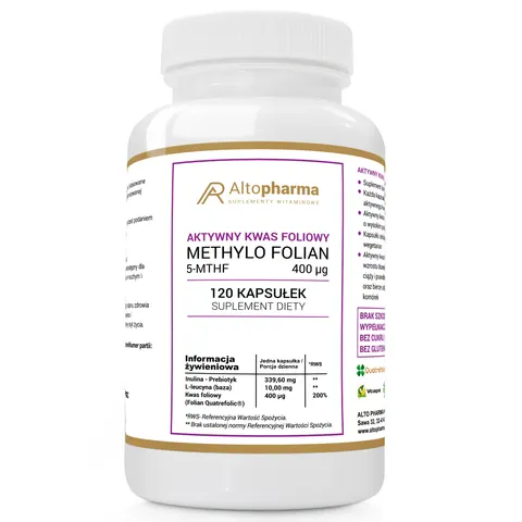 AKTYWNY KWAS FOLIOWY 400 µg Folian 5-MTHF Ciąża Układ Nerwowy 120 kapsułek