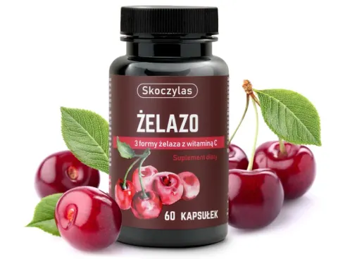 ŻELAZO 3 formy, wiśnia, witamina C- 60 kapsułek