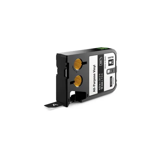 DYMO XTL taśma vinylowa trwała 12mm Biały na czarnym 7m 1868796