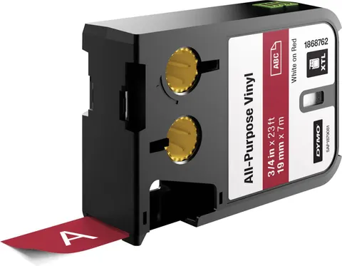 DYMO XTL taśma vinylowa trwała 19mm Biały na czerwonym 7m 1868762