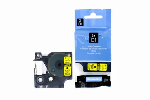 Taśma D1 9mm x 7m zamiennik Dymo 40918 Żółta/nadruk Czarny