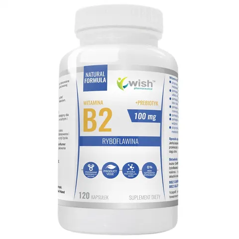 Wish Pharmaceutical - B2 RYBOFLAWINA 100MG 120 kapsułek vege