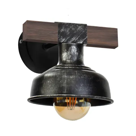 Kinkiet FARO BLACK / WOOD 1xE27 60W | MLP6241 Milagro