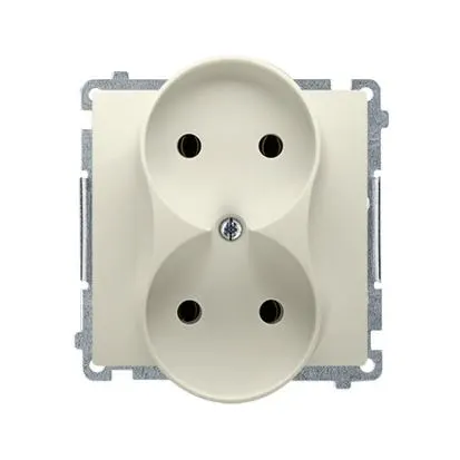 BASIC Gniazdo wtyczkowe podwójne bez uziemienia (moduł), ?16A, 250V~, zaciski śrubowe; beż
