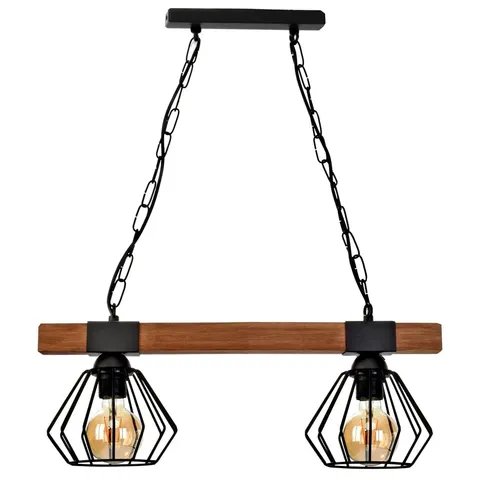 Lampa wisząca ULF BLACK / WOOD 2xE27 60W | MLP6192 Milagro