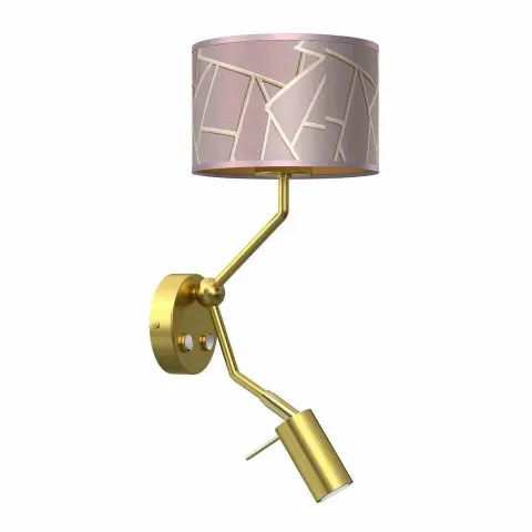 Kinkiet ZIGGY PINK Gold/Pink 1xE27 + 1x mini GU10 | MLP7584 Milagro
