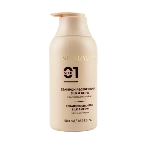 SUNEWMED+ Silk & Glow Regenerujący szampon do włosów z kompleksem 5 olejków 500 ml