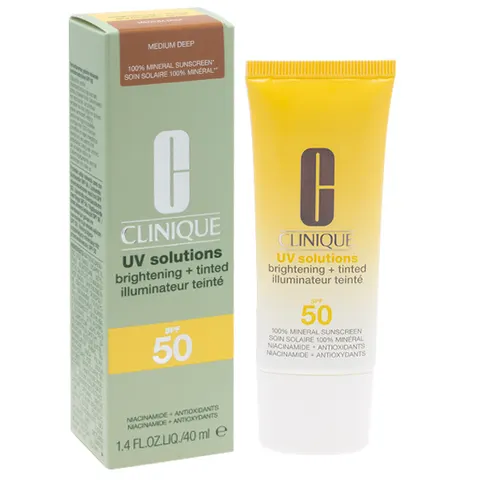 CLINIQUE UV SOLUTIONS BRIGHTENING + TINTED MINERAL SUNSCREEN SPF50 MEDIUM DEEP 40ML