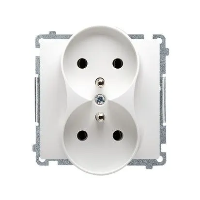 SIMON BASIC Gniazdo podwójne z uziemieniem 16A 250V, moduł, zaciski śrubowe, białe; BMGZ2M.01/11