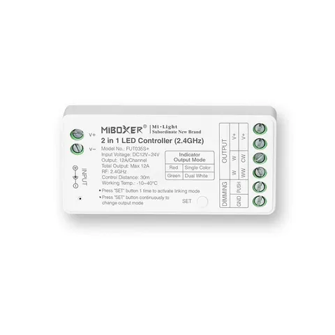 MI-LIGHT Kontroler SR2 2w1 MONO/CCT 12-24VDC 12A FUT035S+