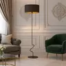 Czarna lampa podłogowa do salonu BETTY GOLD w stylu glamour