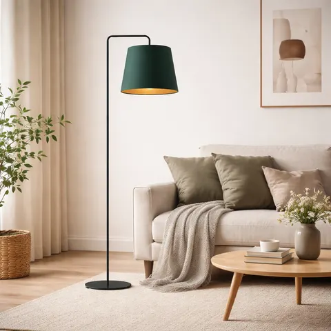 Lampa stojąca z abażurem ZAHARA GOLD w stylu minimalistycznym