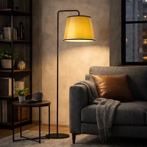 Złota lampa stojąca w stylu glamour ZAHARA MIRROR na czarnej nóżce