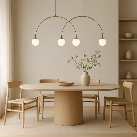 Łukowa 4 punktowa lampa wisząca ARCO w kolorze cappuccino