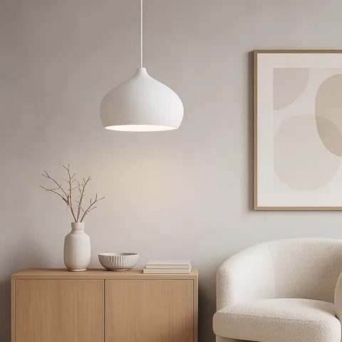 Biała lampa wisząca w kształcie kuli SFERA M w kolorze białym