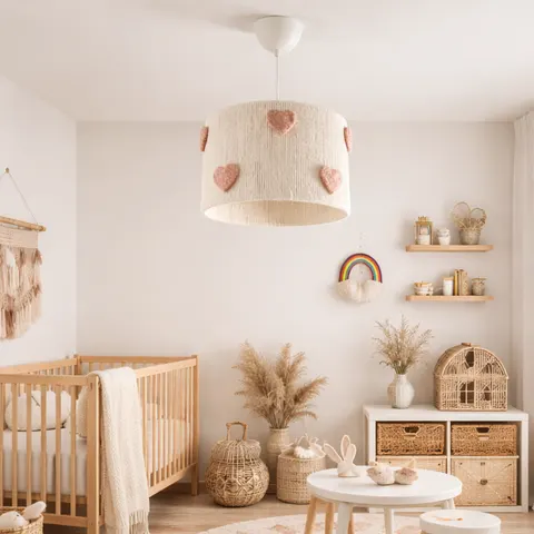Ręcznie pleciona lampa wisząca do pokoju dziecka BOHO HEARTS