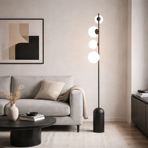 Designerska lampa podłogowa czteropunktowa TOTEM BLACK