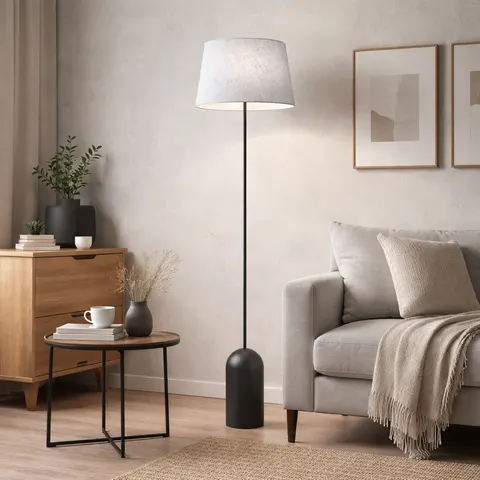 SILVA – nowoczesna lampa podłogowa loft z tekstylnym abażurem