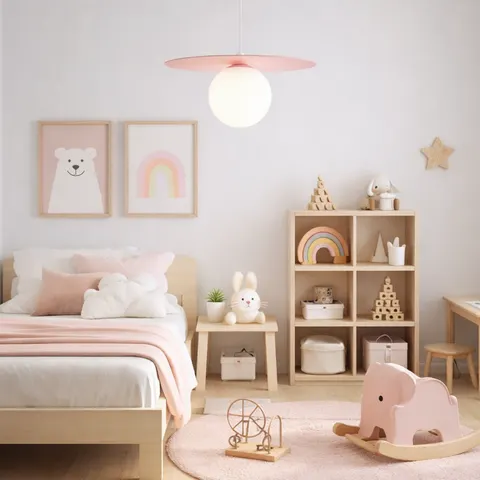 Dziecięca lampa wisząca o geometrycznej formie SATURN nowoczesny design
