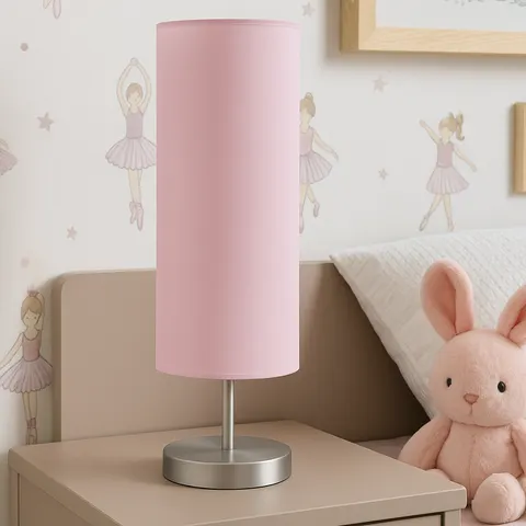 Dziecięca lampka nocna XENIA chromowana z miętowym abażurem