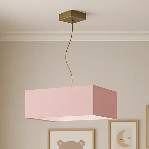 Różowa lampa wisząca z geometrycznym abażurem 40x40 cm DORIS