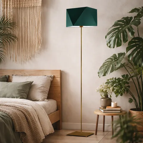 Lampa podłogowa w stylu urban jungle ADRIANNA z geometrycznym abażurem