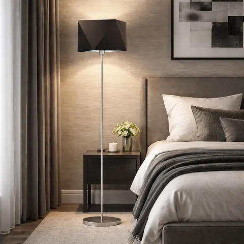 Lampa podłogowa do salonu TANIA z brązowym abażurem