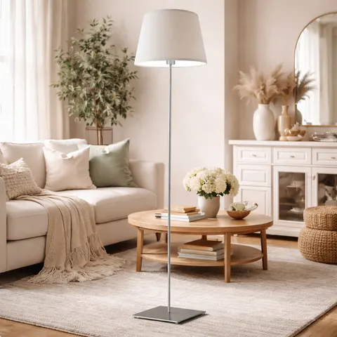 Klasyczna lampa stojąca podłogowa PATRICIA w biało-szarym kolorze