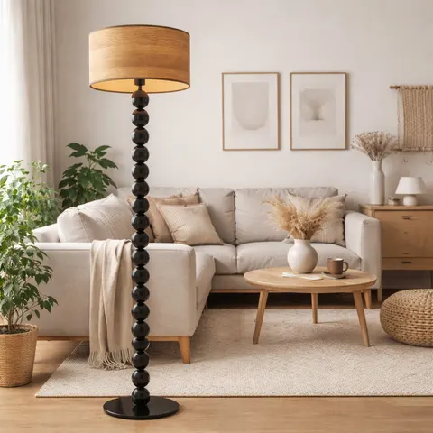Lampa podłogowa w stylu skandynawskim SAMANTA ECO z ozdobnym stelażem z kul