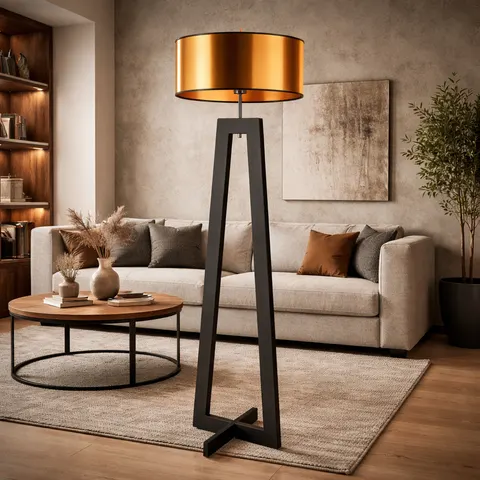 Lampa podłogowa drewniana w stylu glamour ANGELINA MIRROR
