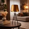 LAMPA STOŁOWA CZARNA Z MIEDZIANYM ABAŻUREM W STYLU LOFT MEGAN MIRROR