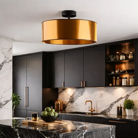 Miedziany 40 cm plafon sufitowy LED do salonu BELLA MIRROR
