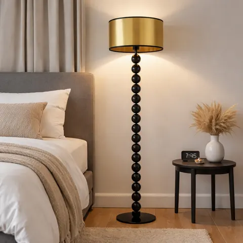 SAMANTA MIRROR – designerska lampa podłogowa glamour złoto-czarna