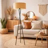 Lampa podłogowa na 3 nogach z rattanowym kloszem AUDREY RATTAN w stylu boho