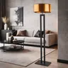 Czarno-miedziana lampa stojąca do salonu DENERIS MIRROR w stylu glamour