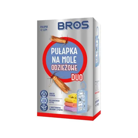 BROS Pułapka na mole odzieżowe DUO + 2 WKŁADY, 1 op