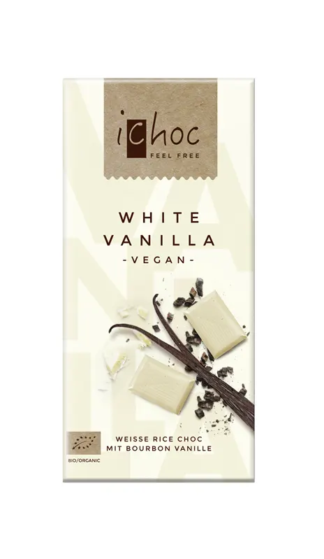 ICHOC TABLICZKA BIAŁA Z WANILIĄ (NA NAPOJU RYŻOWYM) BIO 80 g - ICHOC (VIVANI)