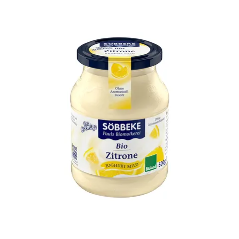 JOGURT CYTRYNOWY (7,5% TŁUSZCZU W MLEKU) BIO 500 g (SŁOIK) - SOBBEKE