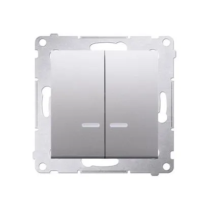 SIMON 54 Łącznik bryzgoszczelny świecznikowy z podświetleniem LED IP44 10A 250VAC, moduł, szybkozłącza, srebrny mat; DW5BL.01/43 KONTAKT-SIMON