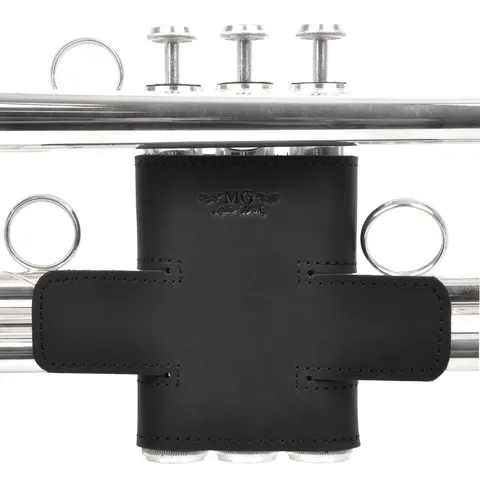 KGU uchwyt ochronny do trąbki skórzany Valve guard, czarny