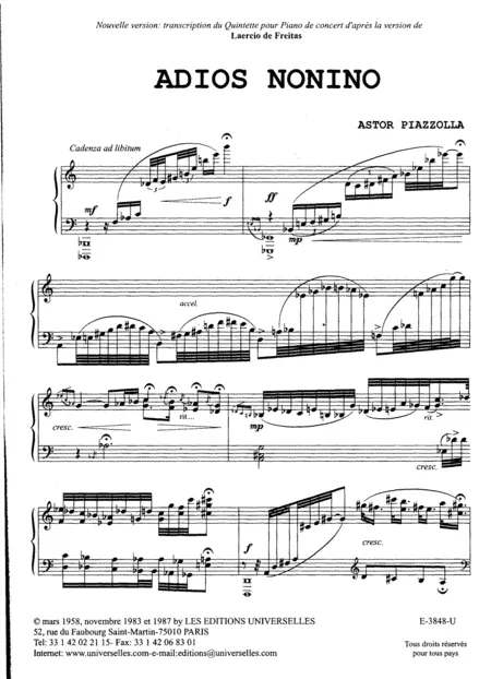 Piazzolla Astor - Adios Nonino na fortepian E4758U
