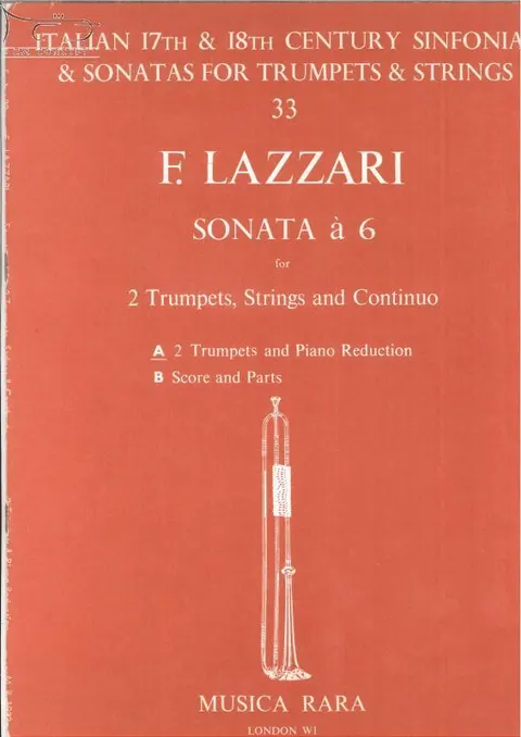 Ferdinando Antonio Lazzari: Sonata a 6 na 2 trąbki, smyczki i basso continuo