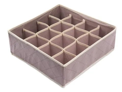 Organizer do szuflad 32x32x12 cm - 16 przegródek brązowy