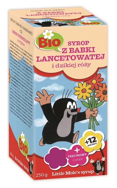 SYROP DLA DZIECI Z BABKI LANCETOWATEJ I DZIKIEJ RÓŻY BIO 250 g - APOTHEKE (LITTLE MOLE)