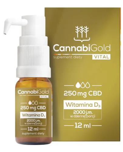 CannabiGold Vital 250 mg CBD + Witamina D3 2000 olejek 12 ml